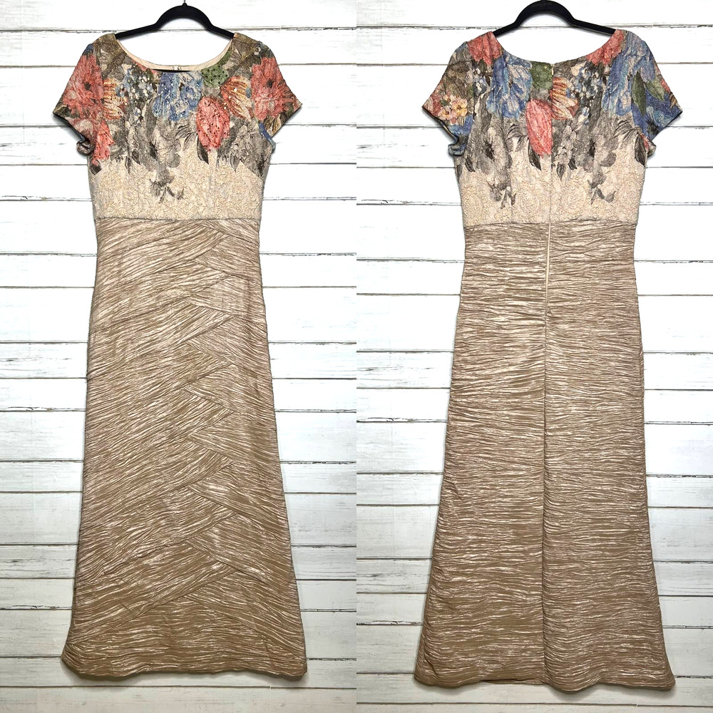 Adrianna Papell Column Gown Matelass Floral Dress Size 12